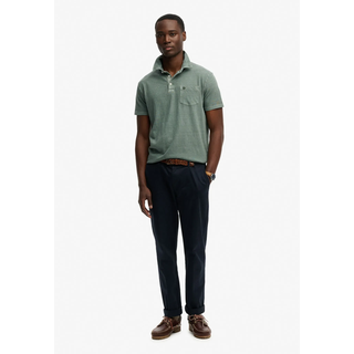 Poloshirt SUPERDRY "CLASSIC COTTON LINEN POLO", Herren, Gr. M, grün (olive branch grün), Single Jersey, Obermaterial: 80% Baumwolle, 20% Leinen, unifarben, slim fit normal, Rundhals, Shirts Poloshirt, aus tollem Baumwoll-Leinen-Mischgewebe