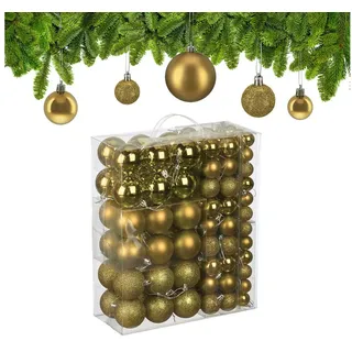 Relaxdays Weihnachtskugeln 138er Set, Gold,Silber