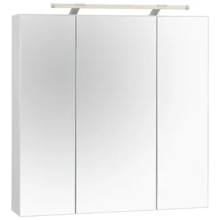 Schildmeyer Spiegelschrank »Dorina, mit höhenverstellbaren Glasböden«, Breite 70 cm, 3-türig, LED-Beleuchtung, Schalter-/Steckdosenbox, weiß