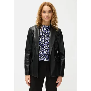 Lederimitat-Blazer LASCANA, Damen, Gr. 44, schwarz, Web, Obermaterial: 100% Polyester. Beschichtung: 100% Polyurethan. Futter: 100% Polyester, unifarben, tailliert Po-bedeckend, Blazer Lederimitat-Blazer, mit Reverskragen, taillierter Damenblazer, Business-Look