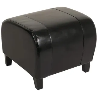 Mendler Hocker Sitzwürfel Sitzhocker Emmen, Leder + Kunstleder, 37x45x47 cm FSC®-zertifiziert ~ schwarz