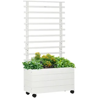 Outsunny Pflanzkasten mit Rankgitter 76 x 30 cm Weiß