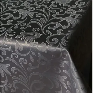 Tischwäsche mit Fleckschutz Premium Damast Blumenranke dunkel Ranke anthrazit - 140 x 100 cm - Beige