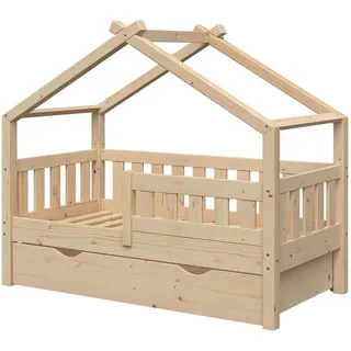 VitaliSpa Hausbett Design 70 x 140 cm Kiefer massiv braun natur