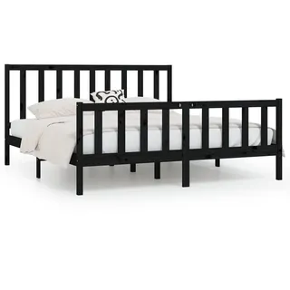 vidaXL Massivholzbett Schwarz 200x200 cm - Schwarz