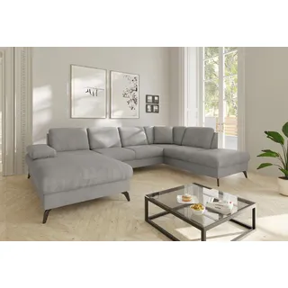 sit&more Wohnlandschaft »Morris Jubi U-Form, B: 300 cm« mit Armteilfunktion & 1 Zierkissen, optional Bettfunktion, grau