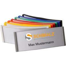Schmalz Werbeservice 10 Stück Kunststoff Namensschild 75x30mm versch. Farben ABS-Kunststoff Nadel/Magnet (blau)