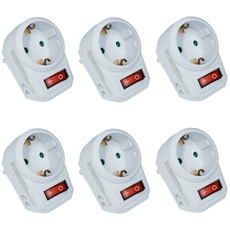 6 Zwischen-Steckdosen mit Schalter inkl. Kindersicherung weiss (spart Strom und schont die Umwelt)