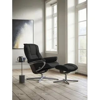 Stressless® Relaxsessel »Mayfair« Set, Relaxsessel mit Hocker, mit Hocker, mit Cross Base, Größe S, M & L, Holzakzent Wenge schwarz