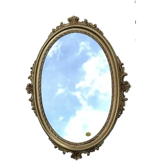 Wandspiegel Gold Oval Barock Spiegel antik Bad Spiegel 62x48cm Flurspiegel C12