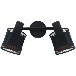 REV – Wand- oder Deckenlampe 2-flammig im Vintage-Look mit E14 Fassung – Deckenleuchte schwenkbar aus Metall und Stoffbezug in schwarz – Wandlampe für Wohnzimmer, Schlafzimmer & Flur