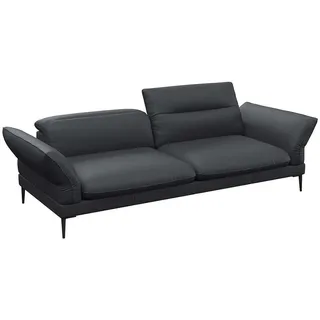 flexlux Couch Leder 3-Sitzer Schwarz