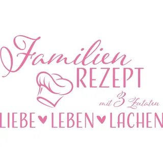 GRAZDesign Wandtattoo Wohnzimmer Familie Familienrezept mit 3 Zutaten, Lustig Sprüche Flur, Küche, Wandaufkleber selbstklebend, Wandsticker modern, 70x40cm, 045 hellrosa