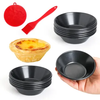 Quyimy 12 Stück Tarteform, Törtchenform 8 cm, Antihaftbeschichtung Pie Form Mini Quicheform mit Öl-/Spülbürste, 3 Zoll Tartelette Förmchen Quicheform und Obstkuchenform(8cm×12)
