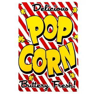 DiiliHiiri Popcorn-Poster, dekoratives Schild für Café, 30 x 20 cm, American Retro-Bar, dekoratives Schild für Küche, Bars und Pub (2635-237)