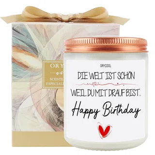 ORYCOOL Geburtstagsgeschenk für Frauen – Lavendel-Duftkerze 220g, Handgefertigt aus 100% Sojawachs, Geschenkidee für Mama, Schwester, Beste Freundin
