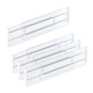 Relaxdays Schubladentrenner 28 bis 52,5 cm 4-tlg. transparent