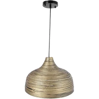 VIVANNO Hängelampe Bambus SOLARI Rund, Gold geflochten - 38x25 cm - Gold