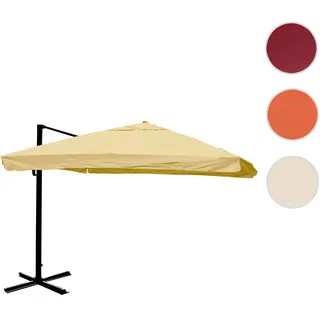 Gastronomie-Ampelschirm HWC-A96, Sonnenschirm, 3x4m (Ø5m) Polyester/Alu 26kg ~ Flap, creme ohne Stän