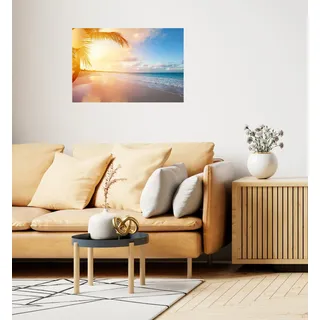 Queence Wandsticker QUEENCE "Urlaub", gelb, B:90cm H:60cm T:0,1cm, Folie, Wandtattoos, Wandsticker, Selbstklebend, kinderleichte Anbringung, Sticker, Sonnenaufgang, Meer