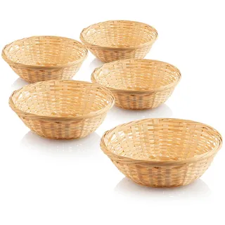 com-four® 5x Bastkorb in natürlicher Farbe zur Dekoration - Osterdeko - Osternest - Körbchen für Ostereier, Brötchen und Snacks (Natur - Oval-S - 5 Stück)