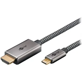 goobay USB-C zu HDMI Kabel 2 m Schwarz/Silber