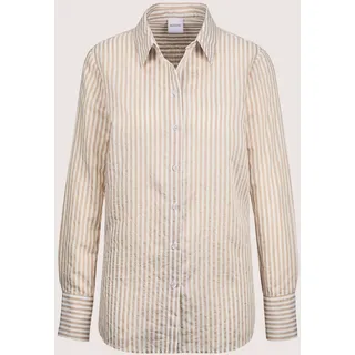 Langarmbluse MADELEINE "Bluse Streifenbluse", Damen, Gr. 38, weiß (perlweiß, cappuccino), Obermaterial: 78% Viskose CV. 22% Polyamid PA., Modern, normal, Blusen Langarmbluse