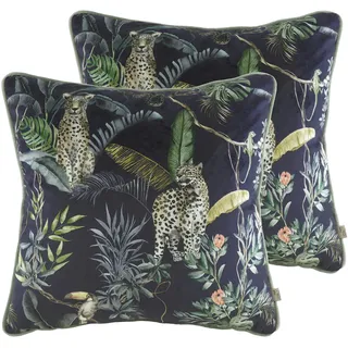Evans Lichfield Dschungel Leopard Twin Pack Feather Gefüllte Kissen, Polyester, Benzin, 43 x 43cm, 2