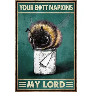 Metall-Blechschild mit Bienen- und Toilettenpapier, lustiges Poster, Café, Wohnzimmer, Küche, Badezimmer, Heimdekoration, Wanddekoration, Geschenk