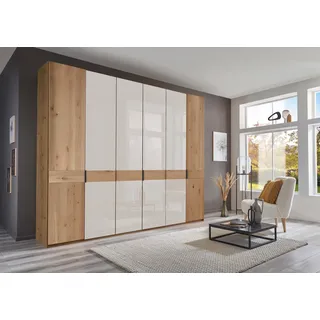 Wiemann Drehtürenschrank WIEMANN "Cardiff", weiß (glas weiß), B:295,2cm H:236cm T:58cm, Floatglas, Hartfaserplatte, Holzwerkstoff, Massivholz, Schränke, Drehtürenschrank, inkl. Türdämpfung