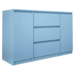 Kommode, 2 Türen und 3 Schubladen, Blue, 120 x 39 x 78 cm - Blau