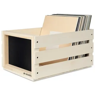 Navaris Holz Schallplatten Kiste 42,9 x 34,4 x 22,9 cm 1-tlg. beige