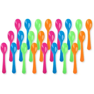 Schramm® Eierlöffel aus Kunststoff 4-farbig sortiert 12 oder 24 Stück wählbar 14 x 2,6 cm BPA-frei wiederverwendbar Joghurtlöffel Babylöffel 12er oder 24er Pack Plastiklöffel, Größe:24 Stück