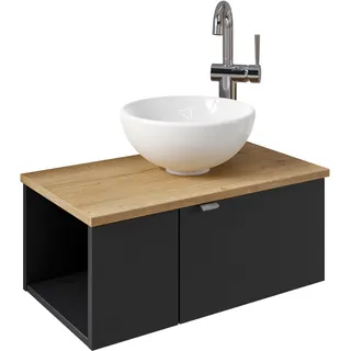 Saphir Waschtisch 61 x 39,8 x 35 cm Schwarz Matt