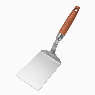IMEEA Grillspachtel Edelstahl Grillwender Bratenwender mit Holzgriff Pizzaschaufel Pfannenwender Bratenwender für Fisch Pizzs Smash Burger Steaks(28.3cm)