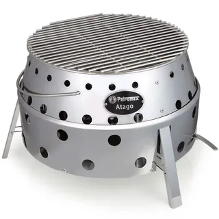 Petromax Atago 4in1 Camping-Grill Feuerschale Outdoor-Ofen Herd Holzkohle Silber
