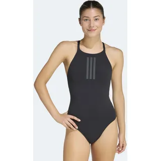 Badeanzug ADIDAS PERFORMANCE "3-STREIFEN HIGH NECK 2-WAY STRAPS PEACHSOFT", Damen, Gr. 40, N-Gr, schwarz, Obermaterial: 79% Polyester, 21% Elasthan, Badeanzüge Badeanzug