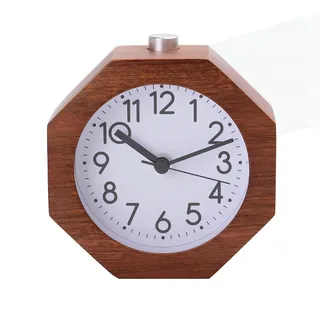 Lancoon Analoger Wecker, 9CM Non-Ticking mit arabischen Ziffern Wake Up Backlight Batteriebetrieben für Schlafzimmer Schwerschläfer Braun