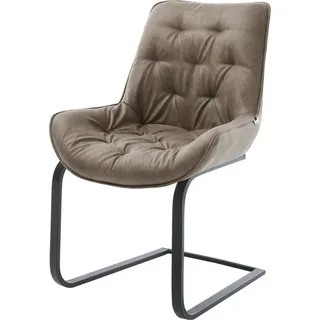 DeLife Freischwinger Taimi-Flex Mikrofaser Taupe Vintage Freischwinger flach Schwarz