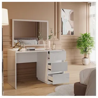 Vicco Schminktisch Marla Weiß Hochglanz 120 cm mit 3 Schubladen, - Weiß