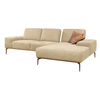 W.Schillig Ecksofa »run, Designsofa mit tollem Sitzkomfort, bequem, L-Form« mit Holzsockel, Füße in Bronze pulverbeschichtet, Breite 279 cm, beige