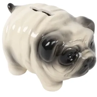 Dekorative Spardose aus Keramik in Form eines Hundes Teckel, Terrier, Mops braun, 17 x 8,5 x 11 cm (Mops, Mops)