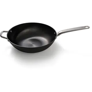 Skottsberg Gusseisen Wok - Ø 34 cm – vorgebrannt & PFAS‐frei, natürlich Antihaft - ideal für Induktion, Gas, Glaskeramik, Grill & Backofen