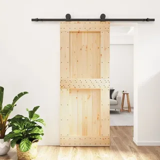 vidaXL Schiebetür mit Beschlag links 85 x 210 cm braun