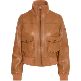 Lederjacke OXMO "Lederjacke OXDenny", Damen, Gr. 40, braun (caramel café), Obermaterial: 100% Lederfaserstoff LEAFIBTEX., Jacken Lederjacke