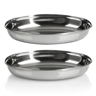 com-four® 2X ovale Schale - Serviergeschirr aus Metall für Mezze oder Antipasti - Schalen als Ablage - Glänzende Dekoschale zum Präsentieren von Obst und Snacks (2X 26 cm)