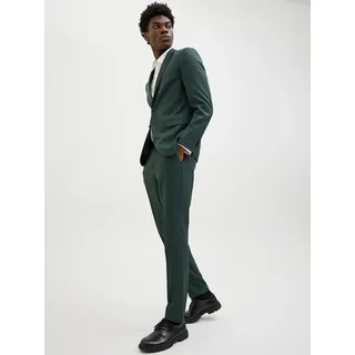 Jack & Jones Anzug "JPRCOSTA SUIT" Set, 2 tlg. sehr schmal aus Polyester, sehr schmale Passform, mit Reverskragen, Langarm-Sakko, schwarzest spruce