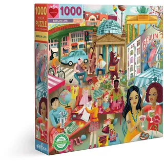 eeBoo Life Puzzle 1000 Teile aus recyceltem Karton für Erwachsene, durchsuchen Sie die Stadt Berlin, PZTBRL, Mehrfarbig