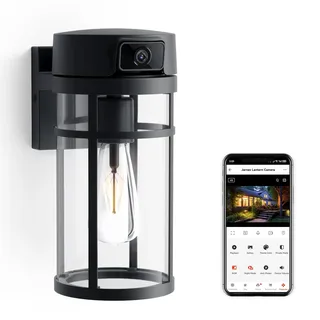 Außen Wandleuchte mit Kamera,Aussen Lampe Außenkamera mit Wlan Bewegungsmelder,Terrassen Wandlampe überwachungskamera,E27 Glühbirne Veranda Laterne Kamera im Freien für Garage,Balkon,Yard Garten,Patio