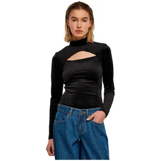 Urban Classics Velvet Cut-out Turtleneck Langarm-body - Black - 3XL